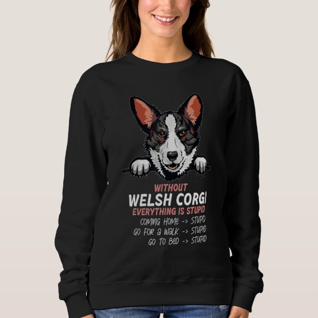 Sudadera without Welsh Corgi dog everything is stupid_3 (Anverso)