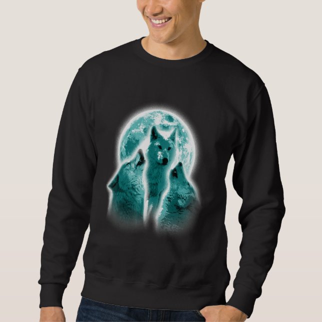 Sudadera Wolf Animals Howls Moon Print Animal Lovers Wolf (Anverso)