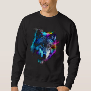 Sudadera Wolf Art Colorful Animal Motif Artwork Wolf