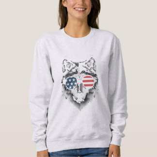 Sudadera Wolf Art con gafas de sol de bandera estadounidens