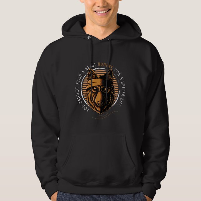 Sudadera Wolf Beast con citas de la vida (Anverso)