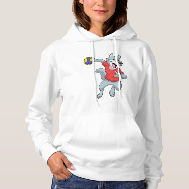 Sudadera Wolf como jugador de balonmano con balonmano (Anverso)