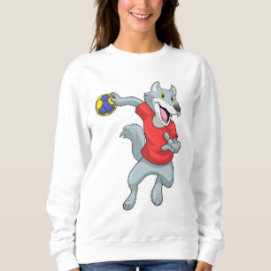 Sudadera Wolf como jugador de balonmano con balonmano