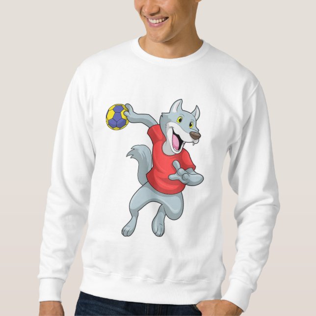 Sudadera Wolf como jugador de balonmano con balonmano (Anverso)