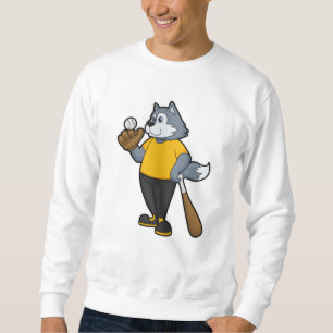 Sudadera Wolf en el béisbol con bate de béisbol