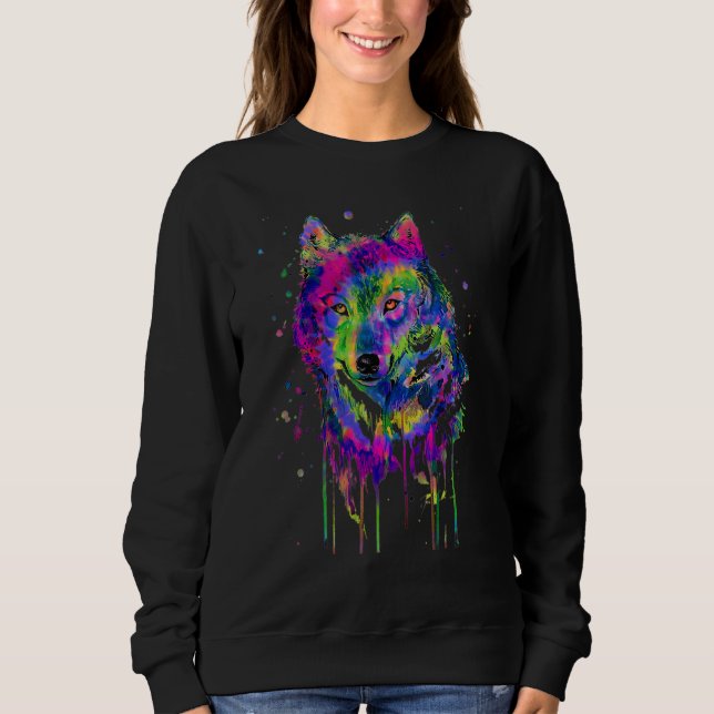 Sudadera Wolf For Men Wolf Women Wolf Moon Tie Dye (Anverso)