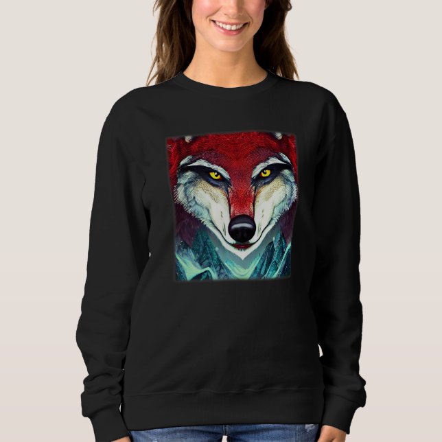 Sudadera Wolf head design art predator face imprint with wi (Anverso)
