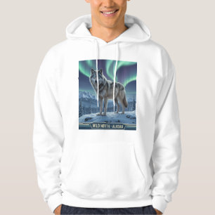 Sudadera Wolf Hoodie 🐺 ❄️   Arte de las luces del norte