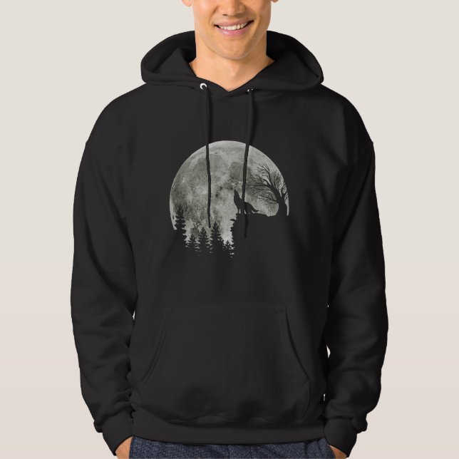 Sudadera wolf howl on mountain halloween moon (Anverso)