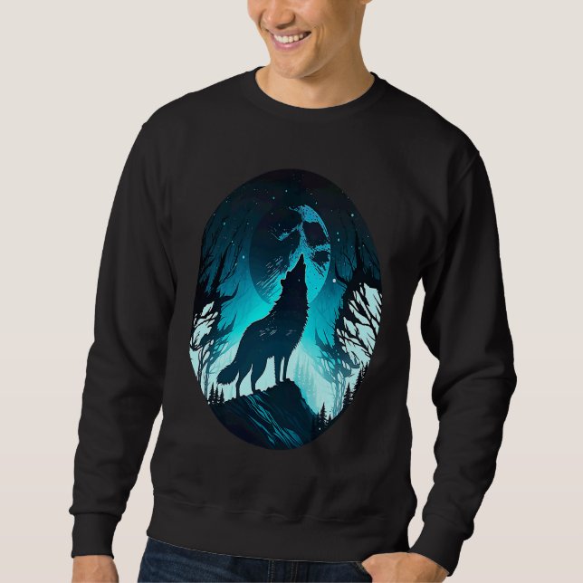 Sudadera Wolf Howling at Moon on a Cold Night Amazing Natur (Anverso)