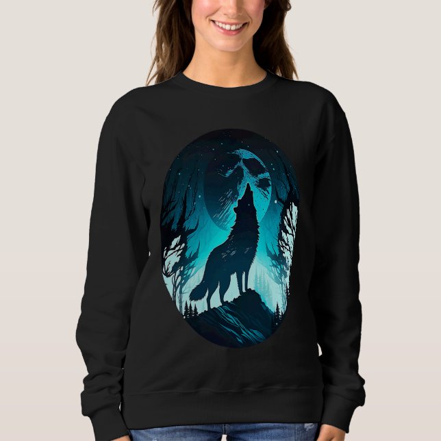 Sudadera Wolf Howling at Moon on a Cold Night Amazing Natur (Anverso)