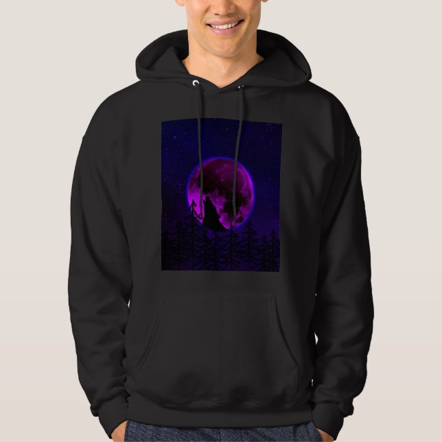 SUDADERA WOLF HOWLING MOON MAGENTA (Anverso)