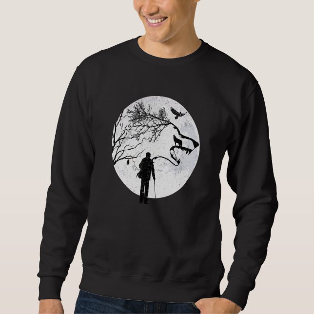 Sudadera Wolf In Moon Light-Full Moon Wolf Tree And Old Man (Anverso)