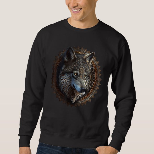 Sudadera Wolf Mandala Animal Lovers Art (Anverso)
