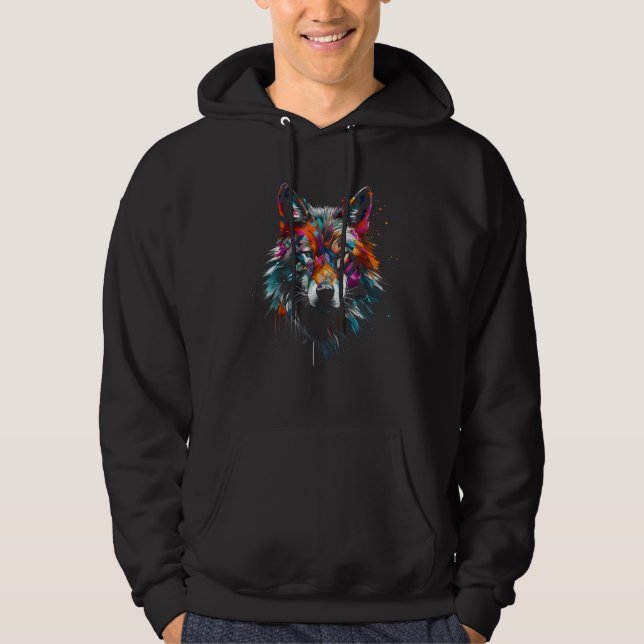 Sudadera Wolf Polygon Artwork Animal Motif Wolf (Anverso)