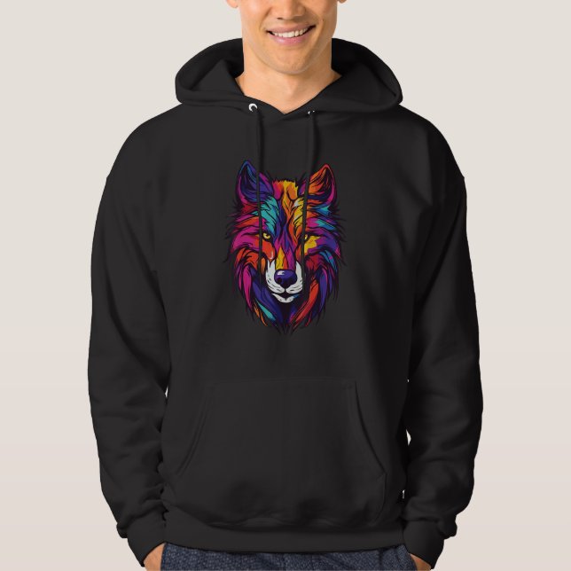Sudadera Wolf Portrait Animal Head Symbol Gym Workout (Anverso)