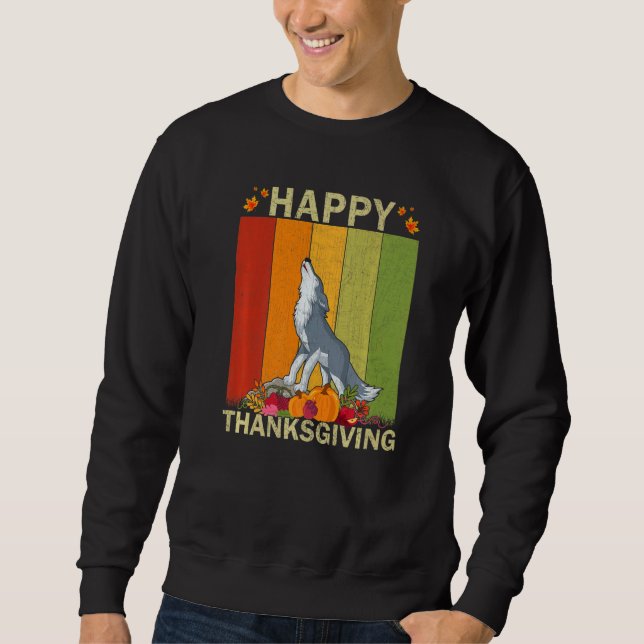 Sudadera Wolf  Retro Graphic Family Matching Thanksgiving (Anverso)