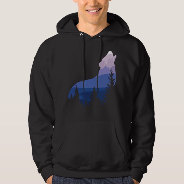 Sudadera Wolf Silhouette Forest Mountain (Anverso)