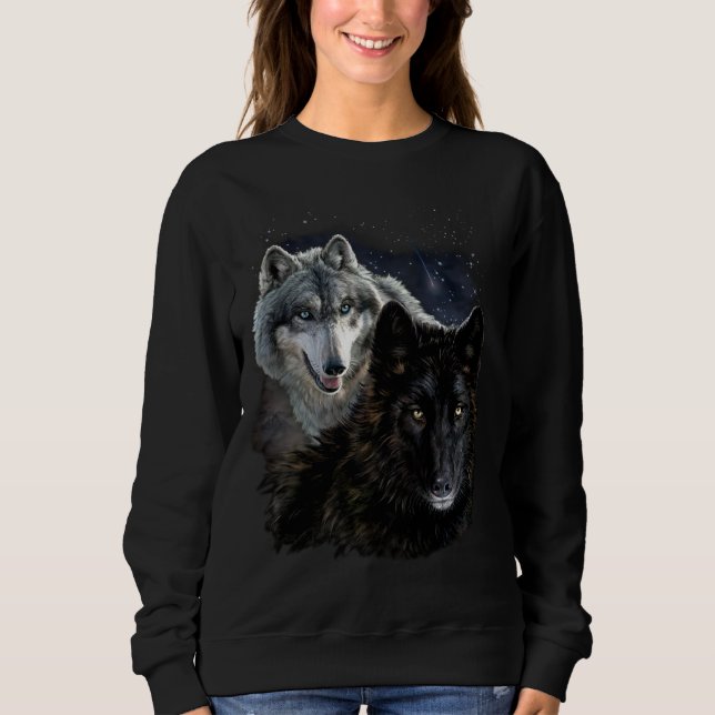 Sudadera Wolf Star Wolves Wild Moon Stars Loyal Gray Wolf D (Anverso)