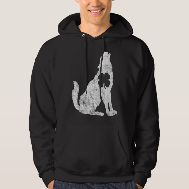 Sudadera Wolf Wolves St Patrick S Day Shamrock Clover Irlan (Anverso)
