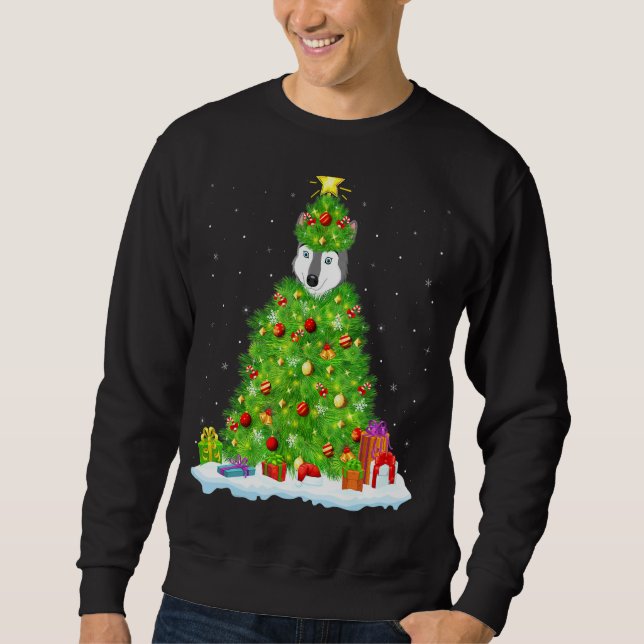 Sudadera Wolf Xmas Lighting Tree Funny Wolf Navidades (Anverso)