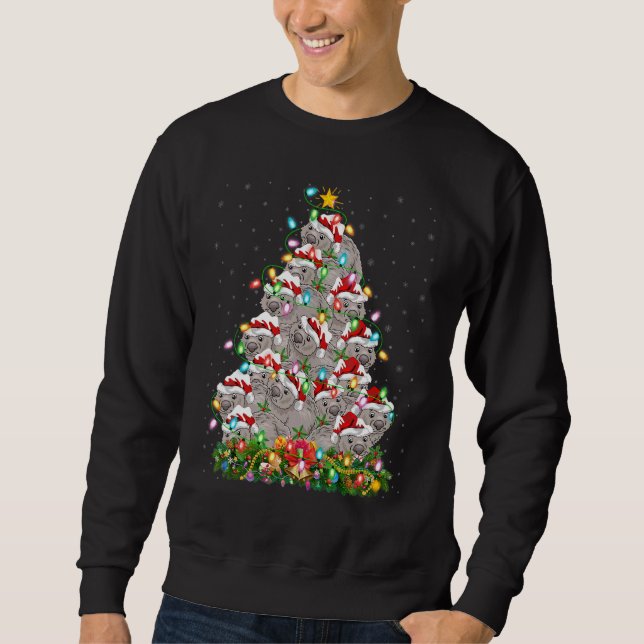 Sudadera Wombat   Xmas Lights Santa Wombat Christmas Tree (Anverso)