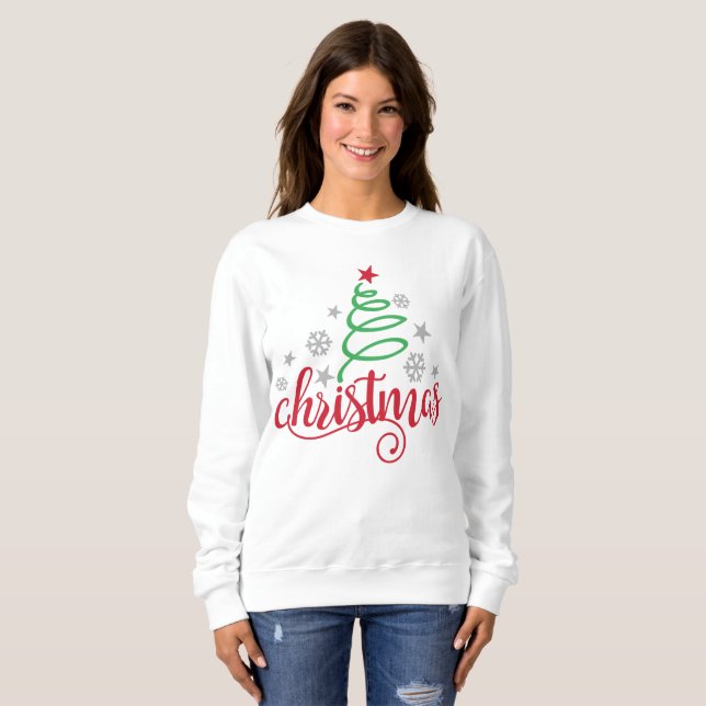 Sudadera Women’s Christmas Sweatshirt | Simple Holiday Tree (Anverso completo)