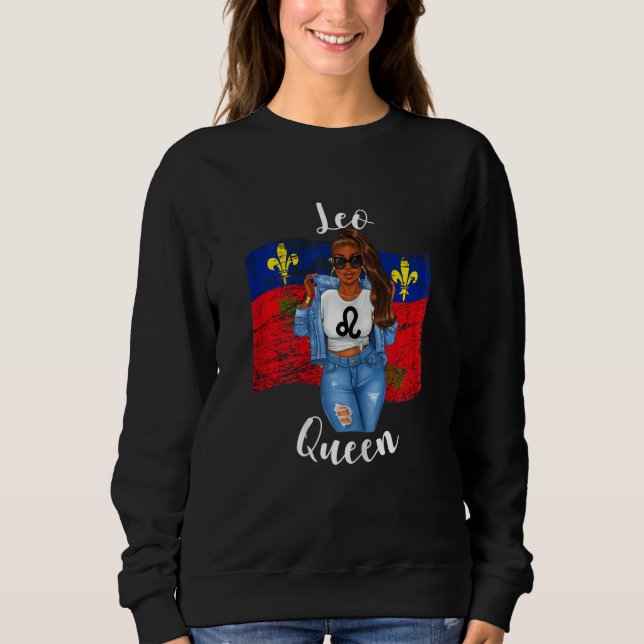 Sudadera Womens Afro Guadeloupe Leo Queen Flag of Black Wom (Anverso)