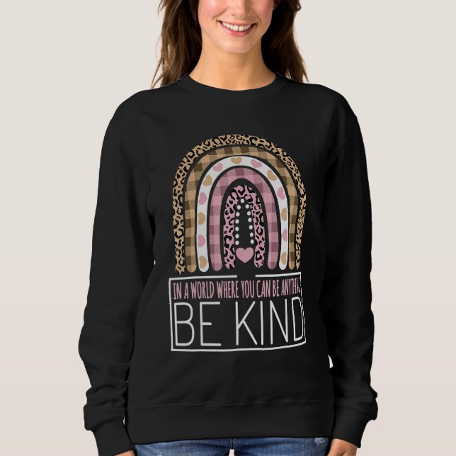 Sudadera Womens Be Kind Kids Kindness Teacher Outfits Leopa (Anverso)