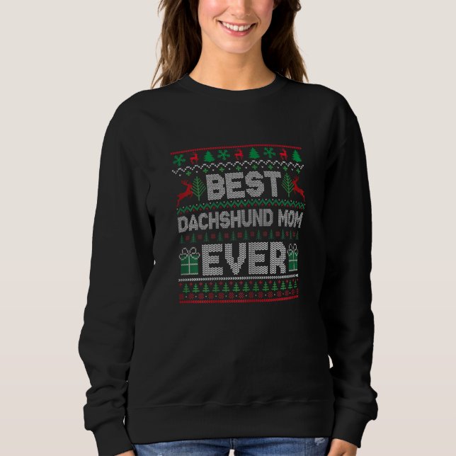 Sudadera Womens Best Dachshund Mom Ever Christmas Pajamas M (Anverso)