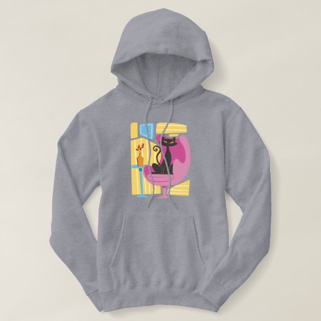 Sudadera Women's Black Cat Abstract  (Diseño del anverso)
