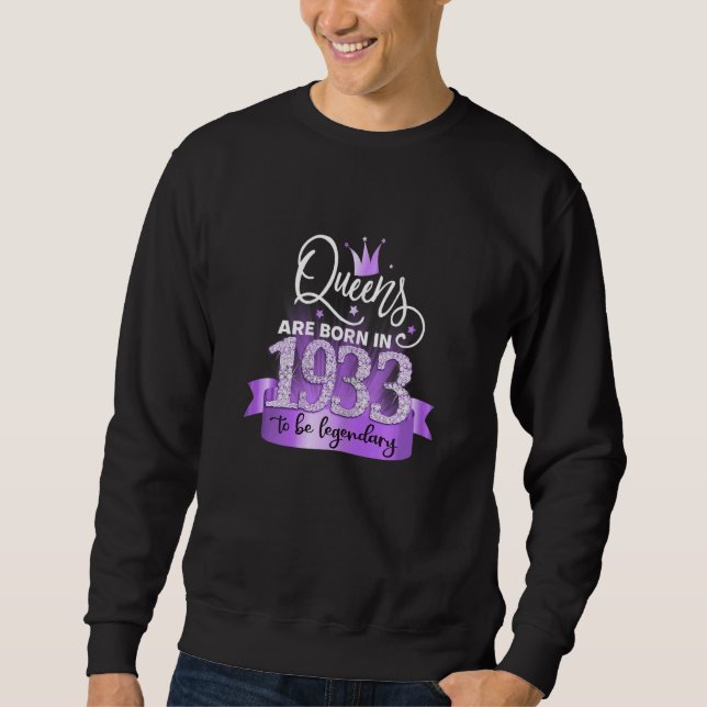 Sudadera Womens Born In 1933 I Elegant Purple Black Party O (Anverso)