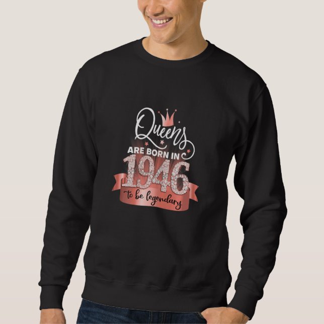 Sudadera Womens Born In 1946 I Elegant Black Rose Party Out (Anverso)