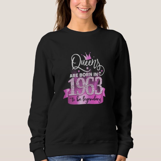 Sudadera Womens Born In 1963 I Elegant Pink Black Party Out (Anverso)