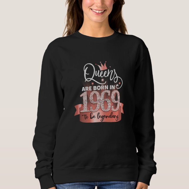 Sudadera Womens Born In 1969 I Elegant Black Rose Party Out (Anverso)