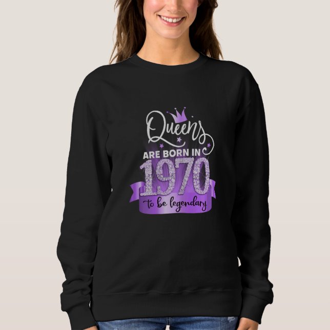 Sudadera Womens Born In 1970 I Elegant Purple Black Party O (Anverso)