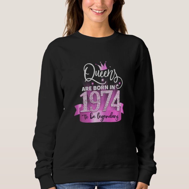 Sudadera Womens Born In 1974 I Elegant Pink Black Party Out (Anverso)