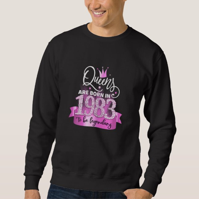 Sudadera Womens Born In 1983 I Elegant Pink Black Party Out (Anverso)