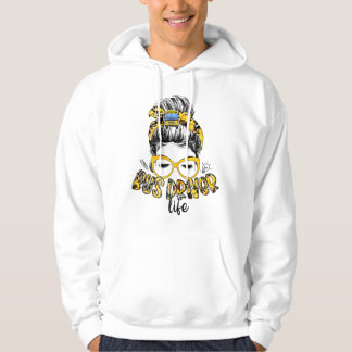 Sudadera Womens Bus Driver Life Messy Bun Sunflower Cute Sc
