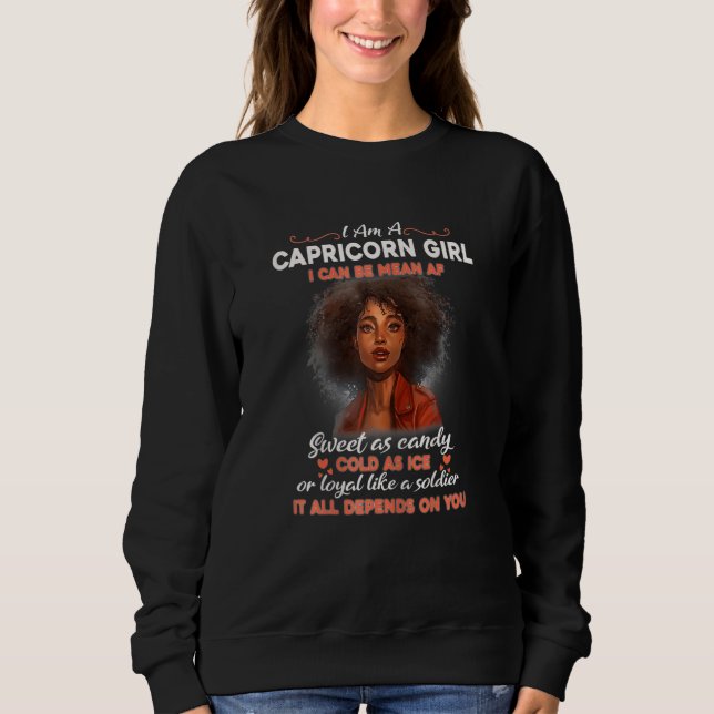 Sudadera Womens Capricorn Zodiac Bday Black Woman African M (Anverso)