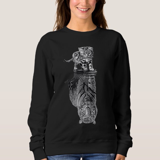 Sudadera Womens Cats Reflection Tiger Friends  Cute  3 (Anverso)