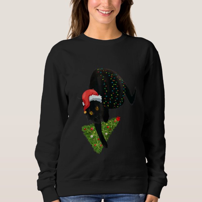 Sudadera Women's Christmas Black Cat Xmas Tree  1 (Anverso)