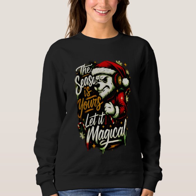 Sudadera Women's Cozy Christmas Bear DJ Festive Holiday Gif (Anverso)