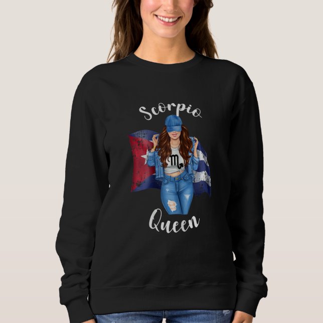 Sudadera Womens Cuban Scorpio Queen Of Cuba Flag Zodiac Sym (Anverso)