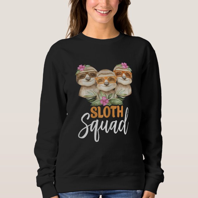 Sudadera Womens Cute Sloth Squad   Retro 80s Style Matching (Anverso)