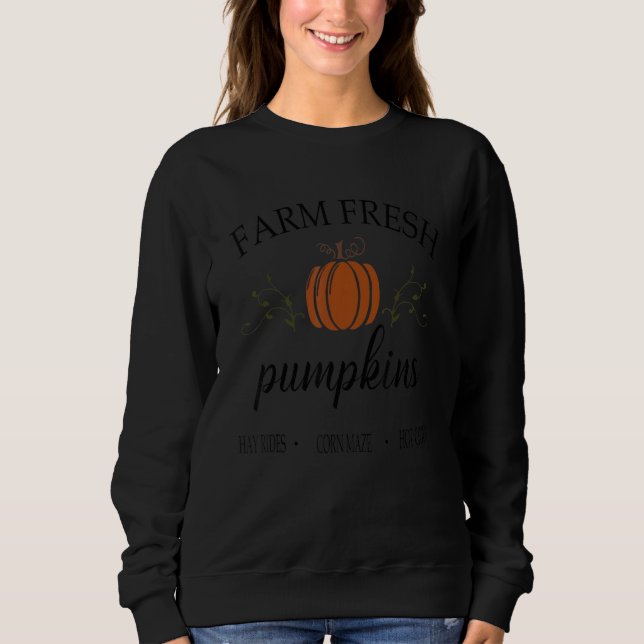 Sudadera Womens Farm Fresh Pumpkins Autumn Fall Thanksgivin (Anverso)