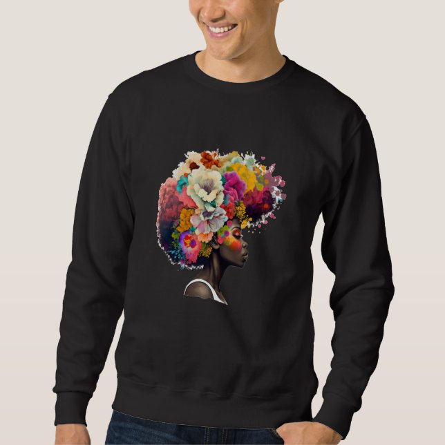 Sudadera Womens Flower Afro Black Women African American  1 (Anverso)