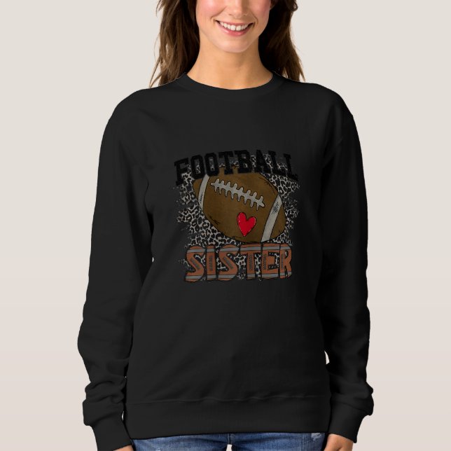 Sudadera Womens Football Sister with Leopard Background Pri (Anverso)