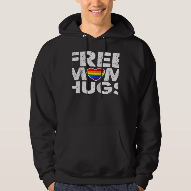 Sudadera Womens Free Mom Hugs LGBT Rainbow Heart Gay Lesbia (Anverso)