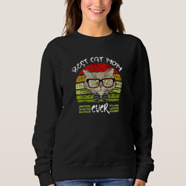 Sudadera Womens Funny Cat Mom Quote Best Cat Mom Ever Cat L (Anverso)